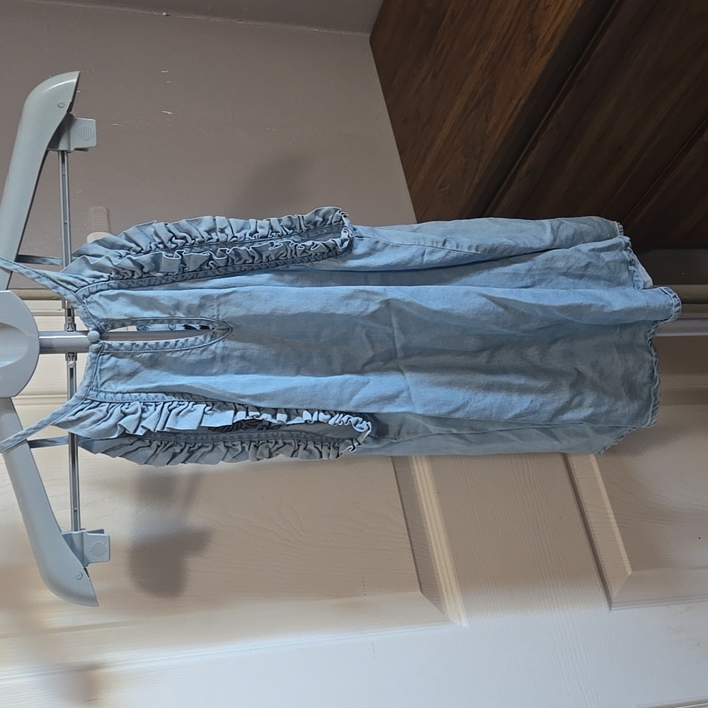 Blue Rain Embroidered Chambray Womans Top Festival Cottagecore Humming Bird - Picture 7 of 8